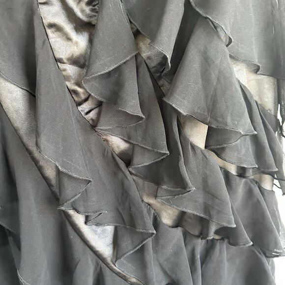 AKIRA CHICAGO Little Black Party Dress Womens Medium Chiffon Ruffle - Picture 12 of 12